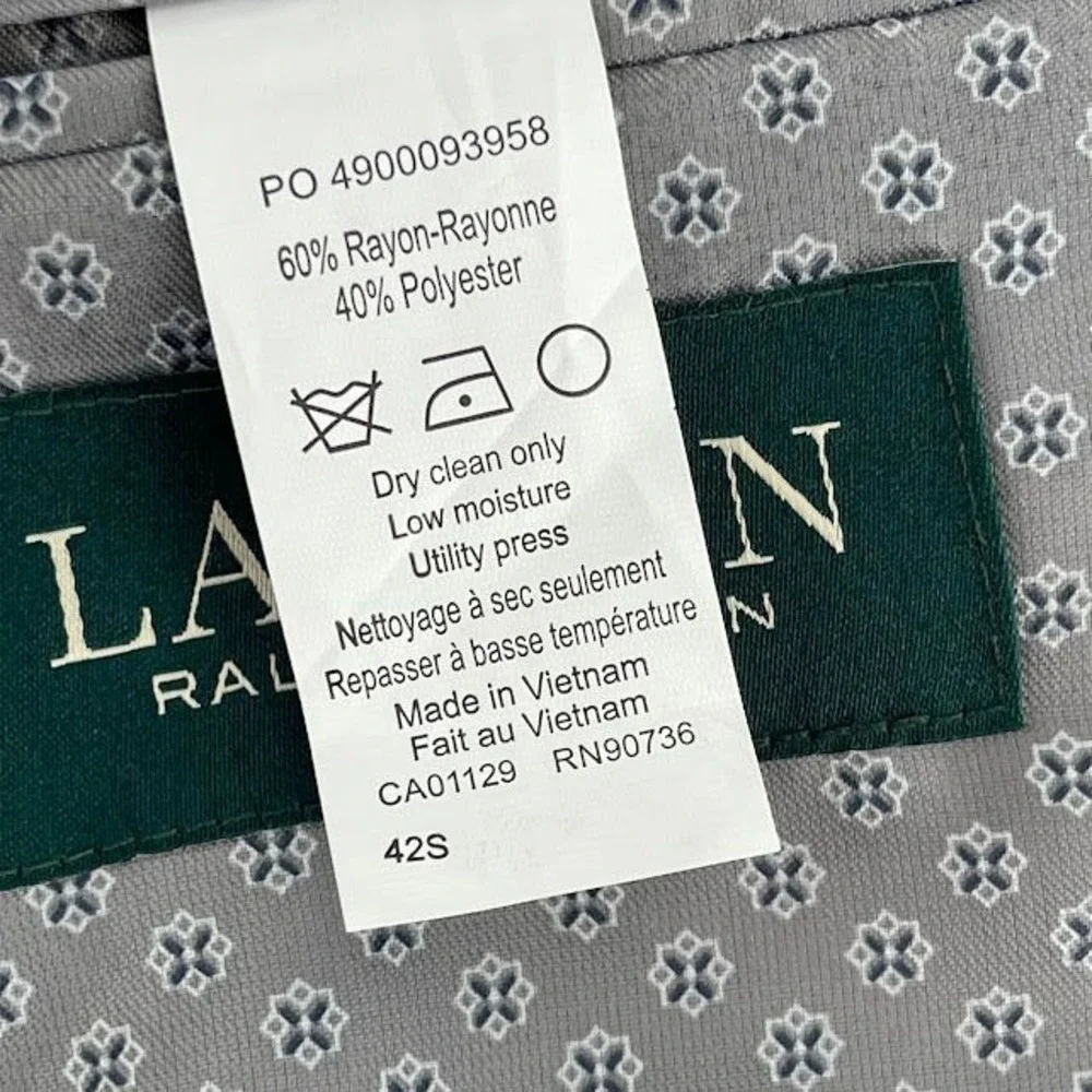 Lauren Ralph Lauren Men's Classic‎ Fit Gray Suit Blazer Sport Coat Jacket 42S